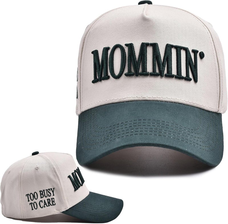 Asadovce Mommin Trucker Hat for Women Embroidered Mom Baseball Cap Adjustable Canvas Vintage Hat for Casual Wear - Image 1